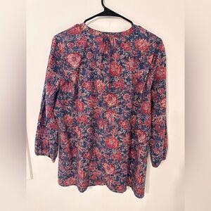 Chaps Blue and Red Floral Blouse